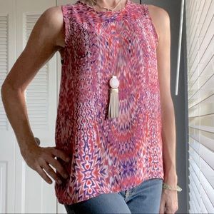 Vibrant Sleeveless Blouse Spun Paint Print